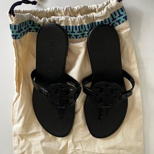 Tory Burch black soft leather sandals